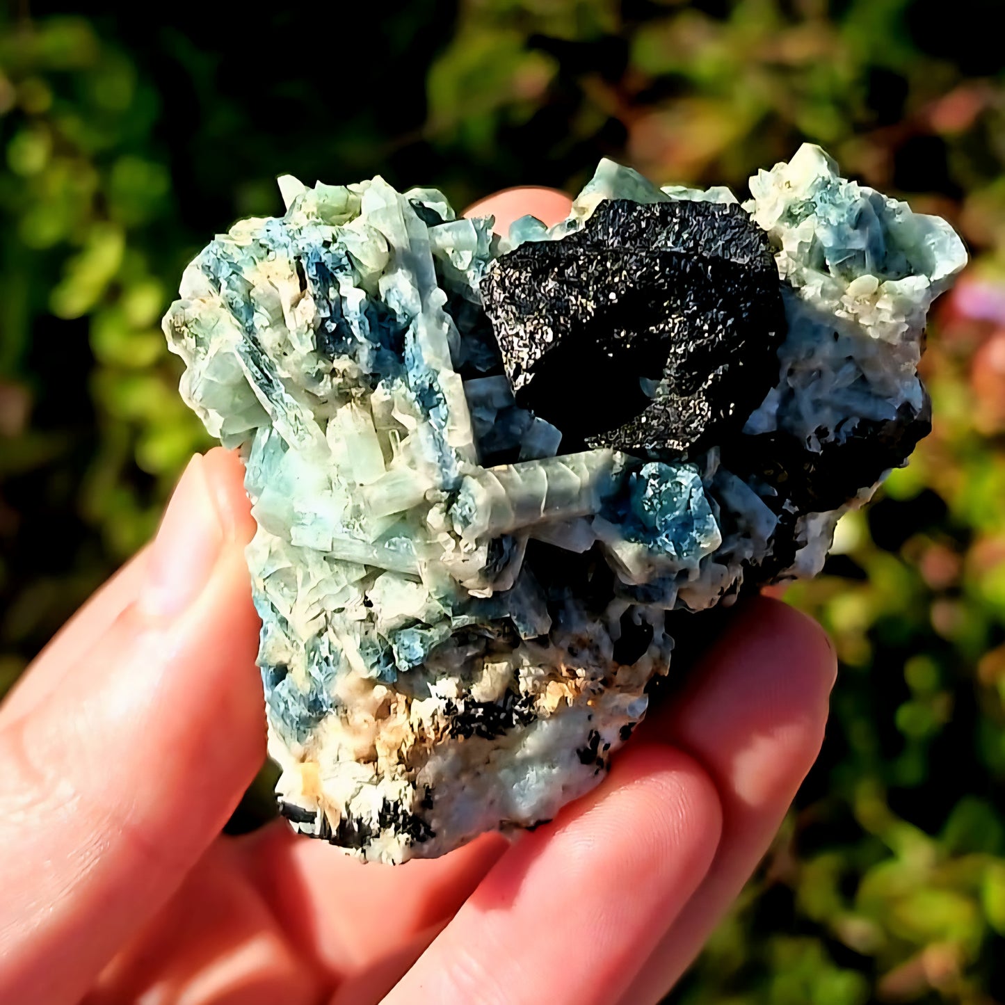 Aquamarine With Black And Blue Tourmaline and Feldspar - 115g