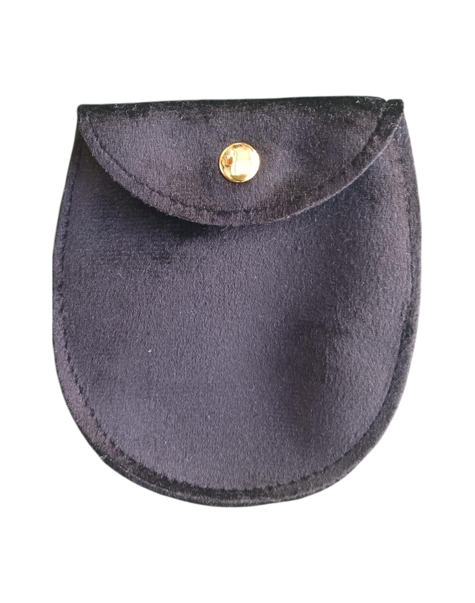 SOFT BLACK VELVET OVAL  POUCH 9CM