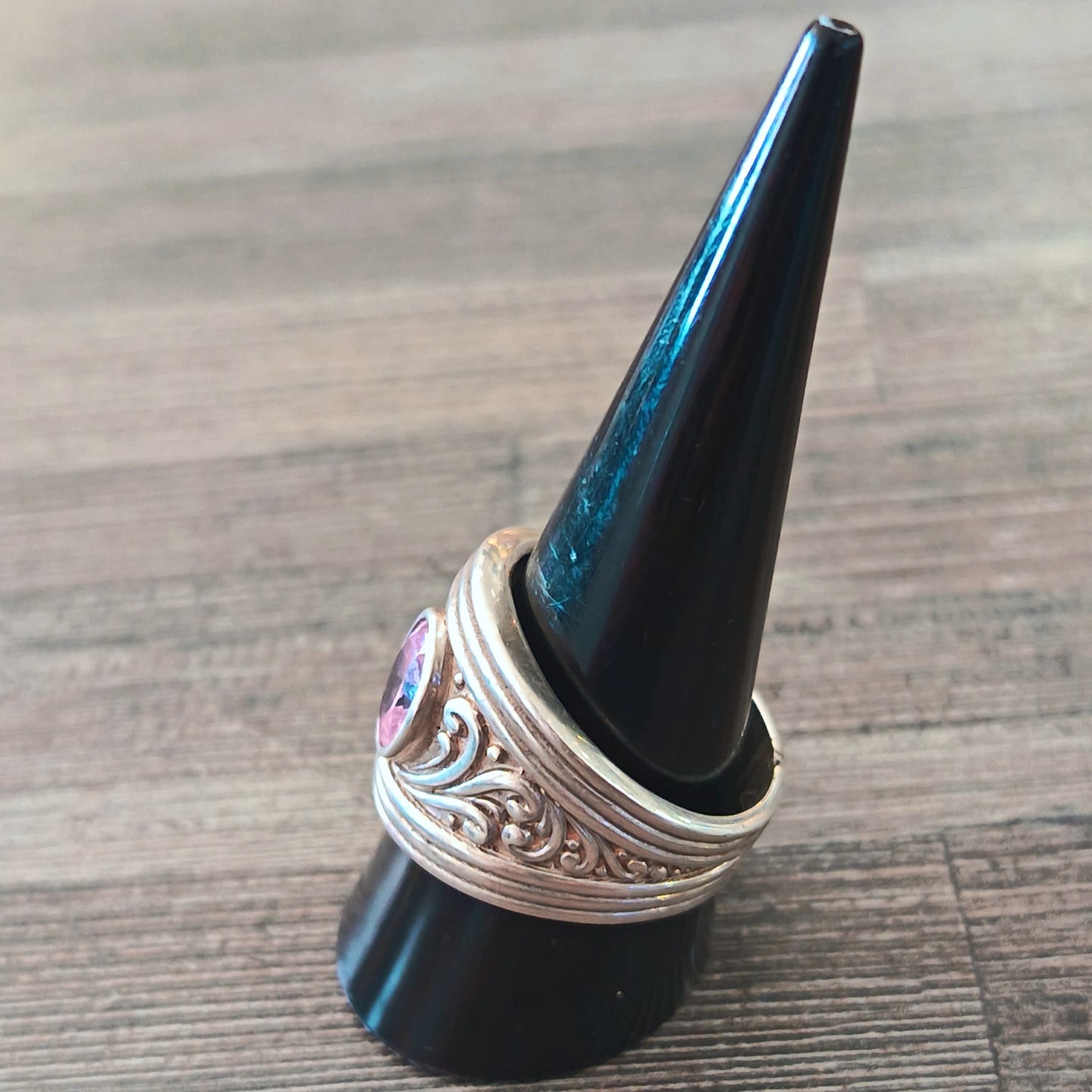 Sterling Silver Pink Zirconia Ring