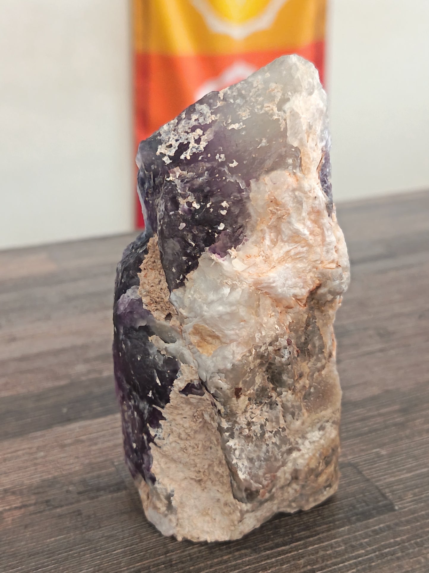 Purple Fluorite Half Raw Half Polished Tower