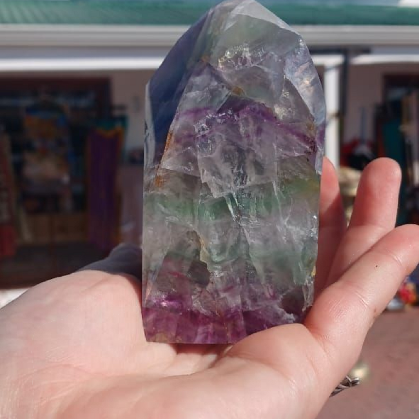 RAINBOW FLUORITE POLISHED POINT