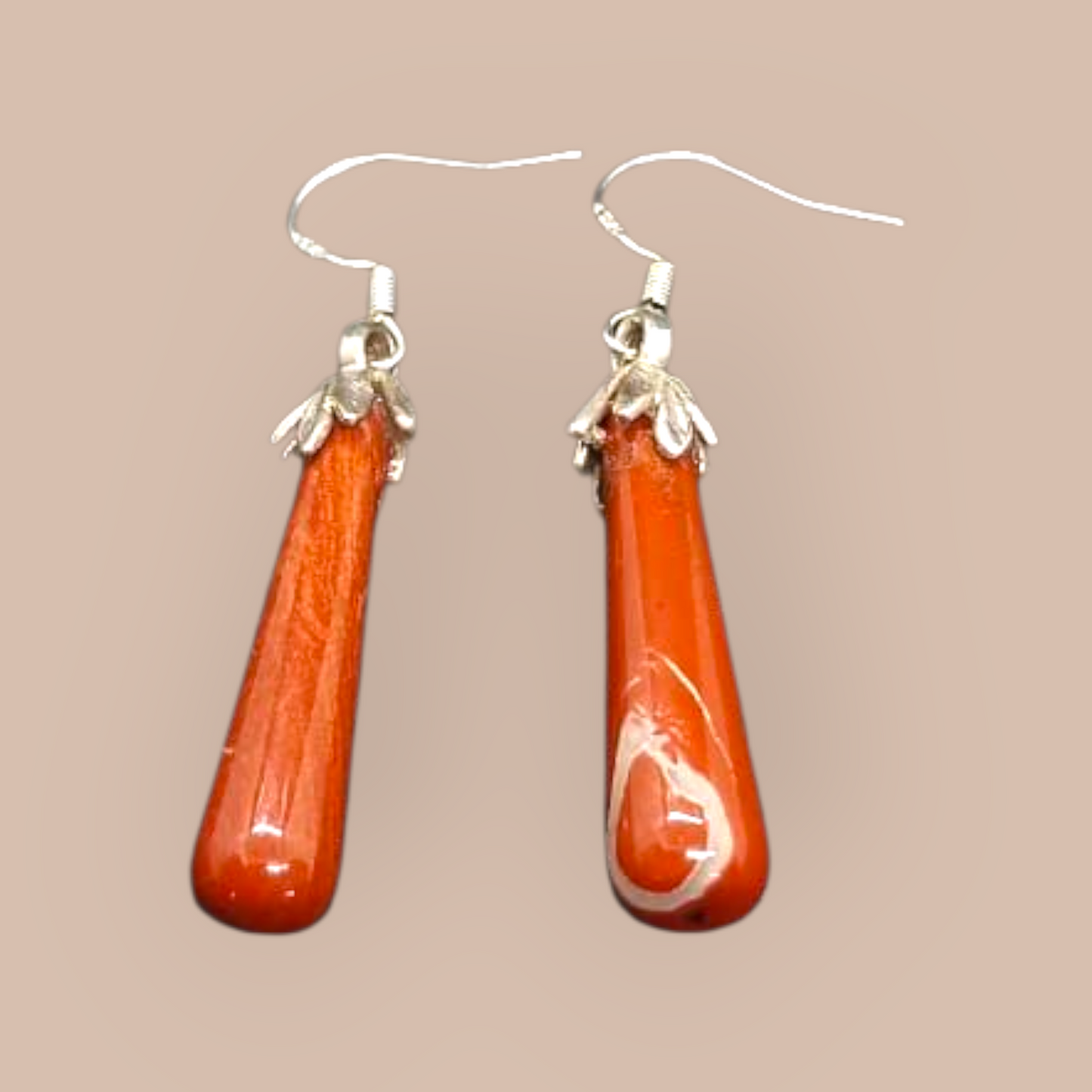 RED JASPER TEARDROP STERLING SILVER EARRINGS