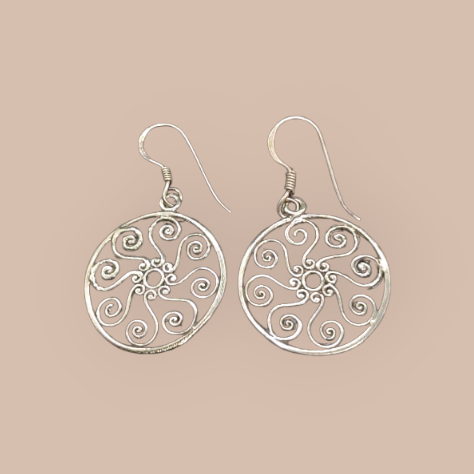 STERLING SILVER MANDALA EARRINGS