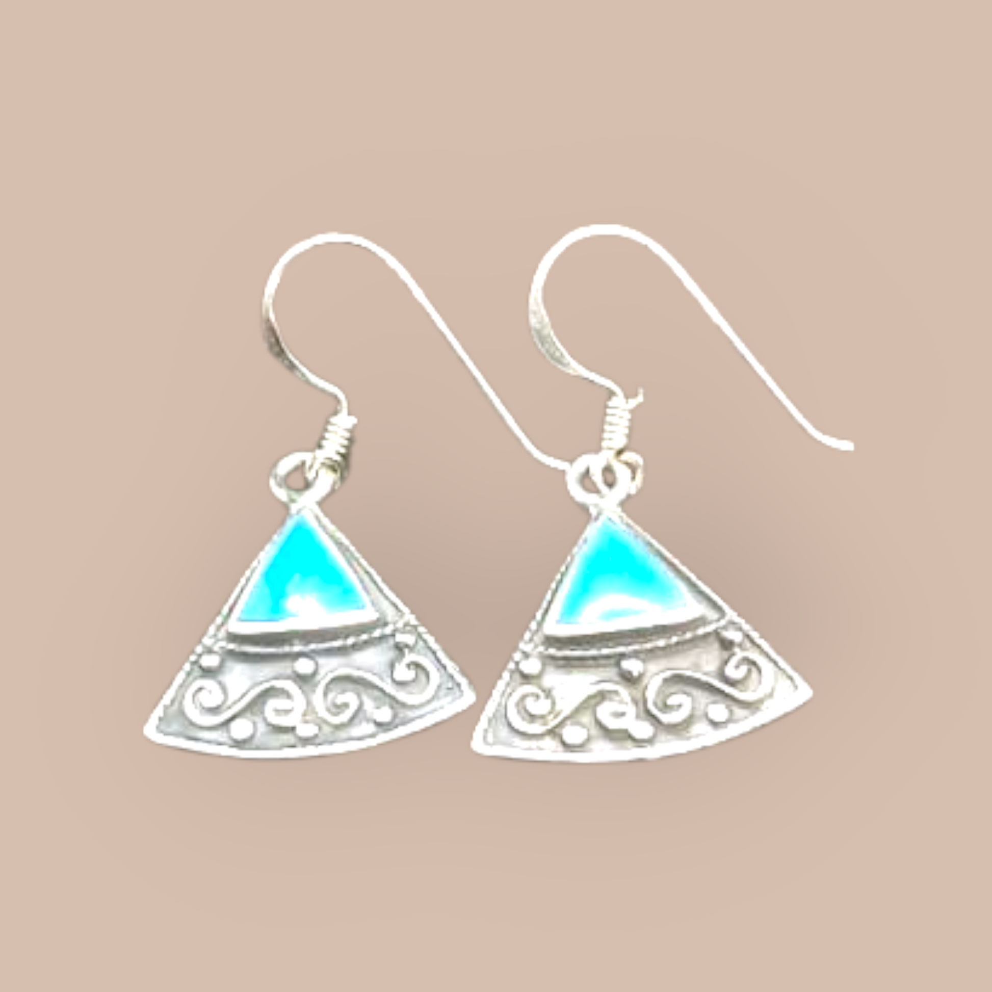 STERLING SILVER BLUE TRIANGLE EARRINGS