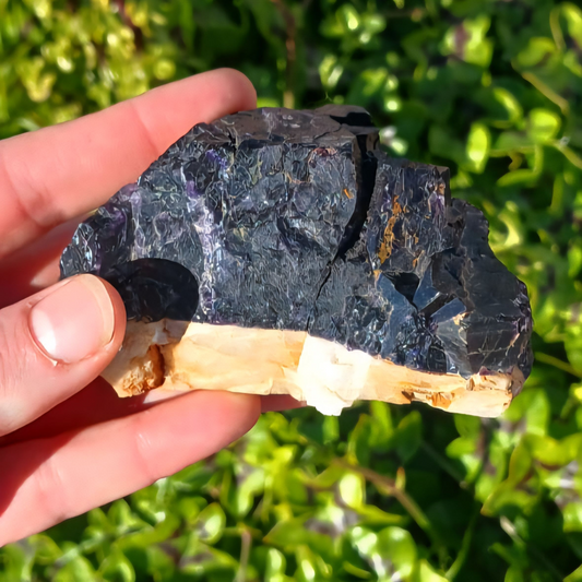 PURPLE FLUORITE ON FELDSPAR