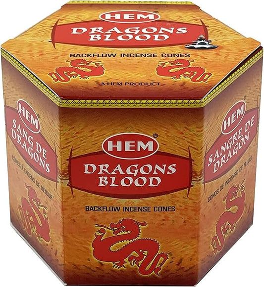 INCENSE CONES HEM DRAGONS BLOOD 40S BACKFLOW