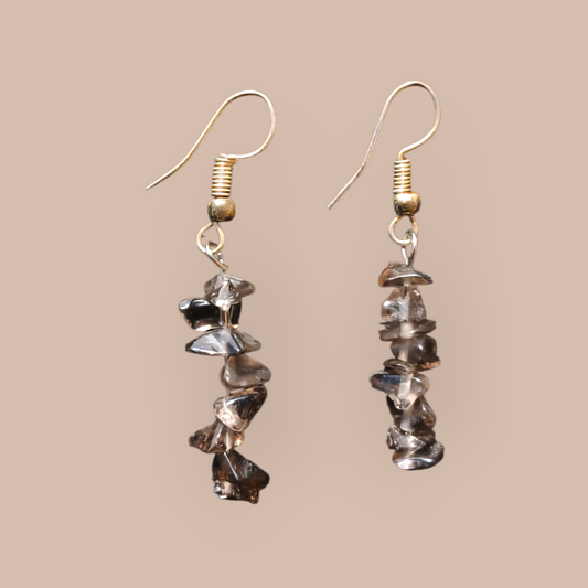 SMOKEY QUARTZ CHIP EARRINGS