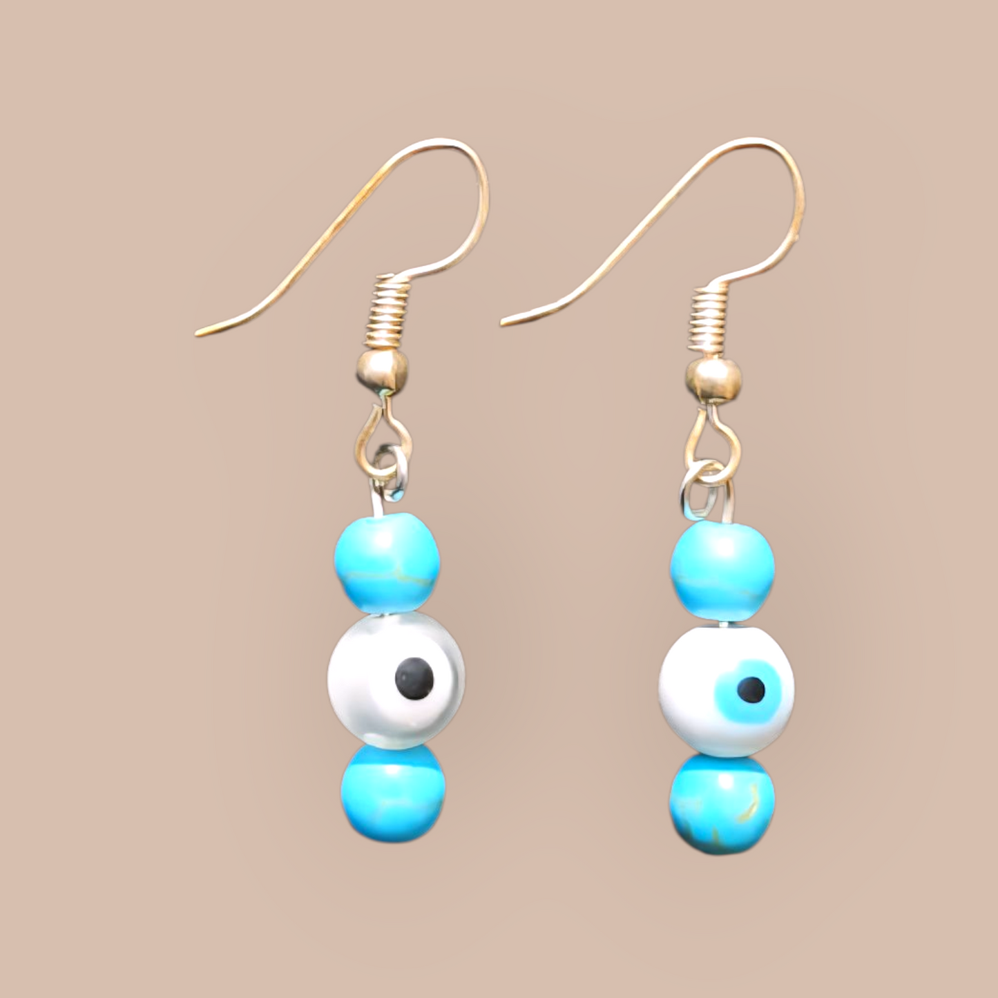 EVIL EYE HOWLITE BEAD EARRINGS