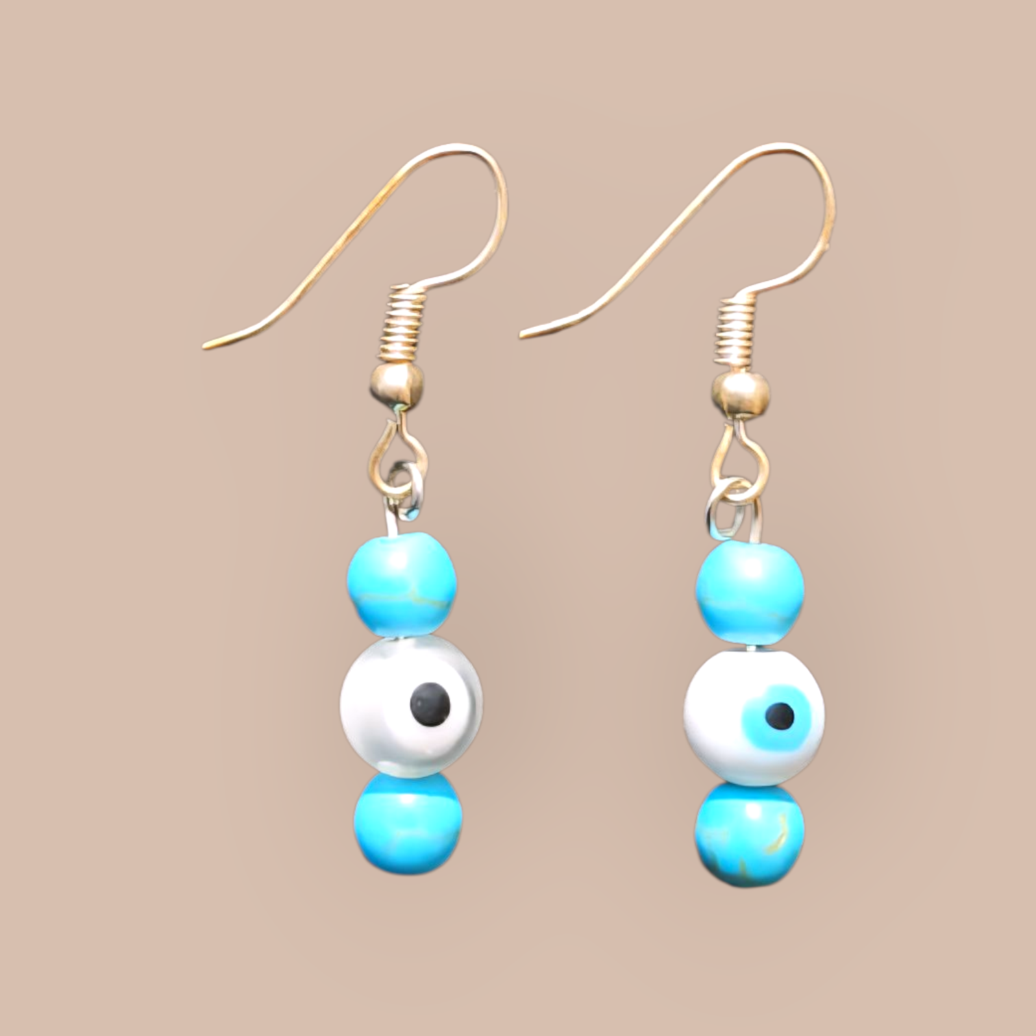 EVIL EYE HOWLITE BEAD EARRINGS
