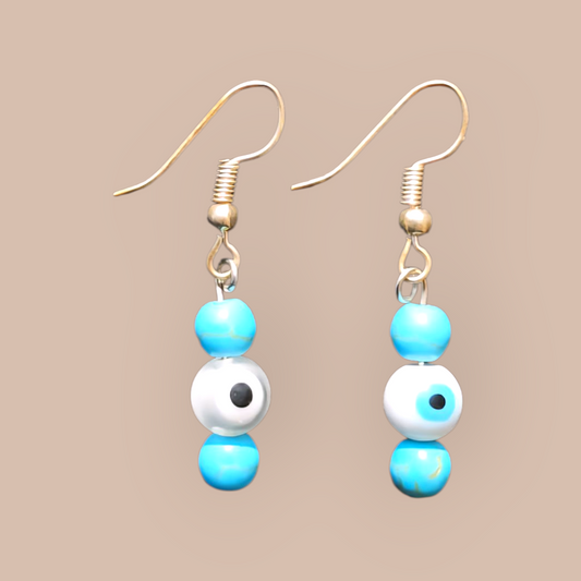 EVIL EYE HOWLITE BEAD EARRINGS