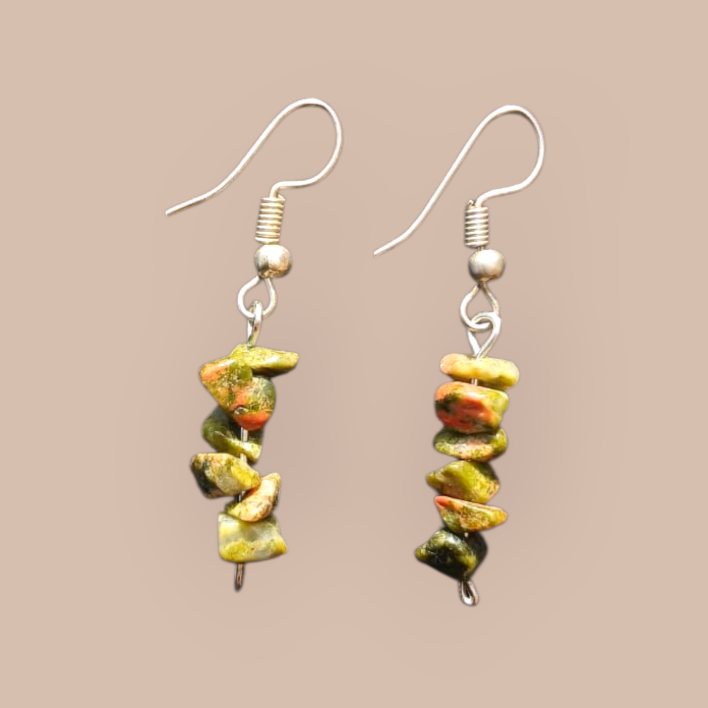 UNAKITE CHIP EARRINGS