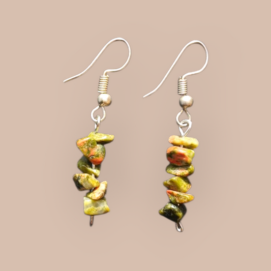 UNAKITE CHIP EARRINGS