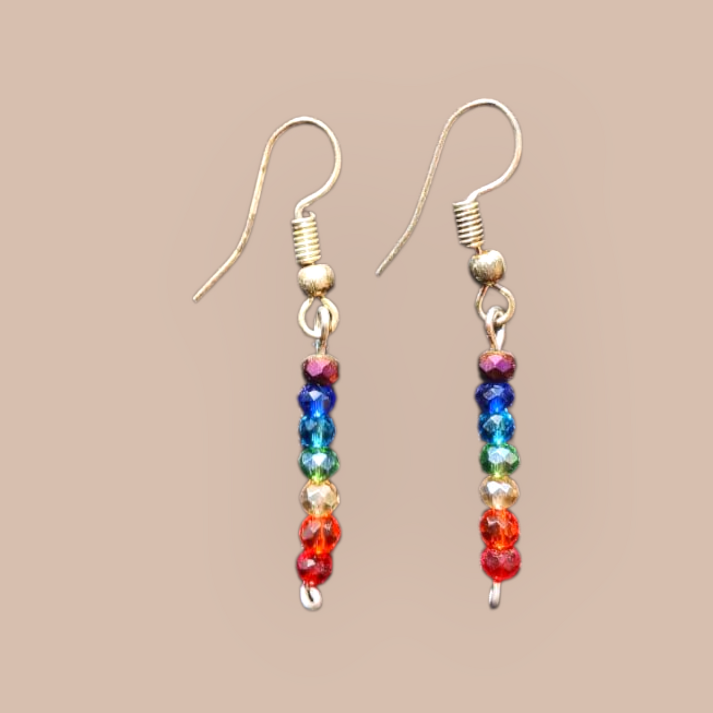 CHAKRA FACETED GLASS BEAD EARRINGS