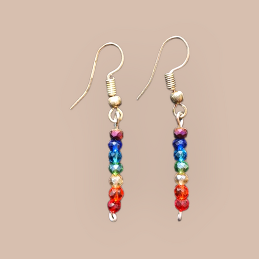 CHAKRA FACETED GLASS BEAD EARRINGS
