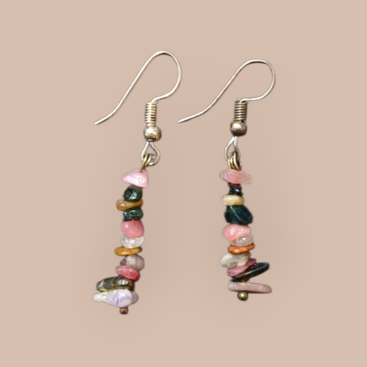 MULTI COLOURED TOURMALINE CHIP EARRINGS