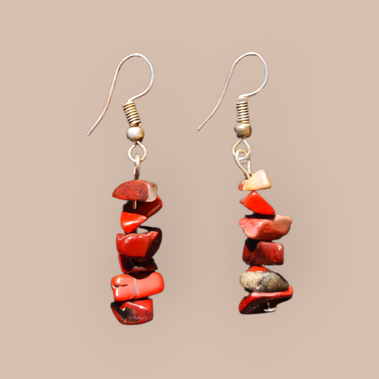 BRECCIATED JASPER CHIP EARRINGS