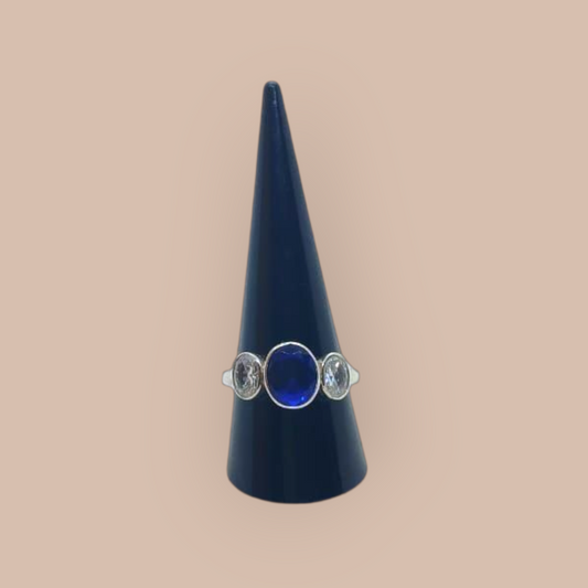STERLING SILVER BLUE ZIRCONIA RING