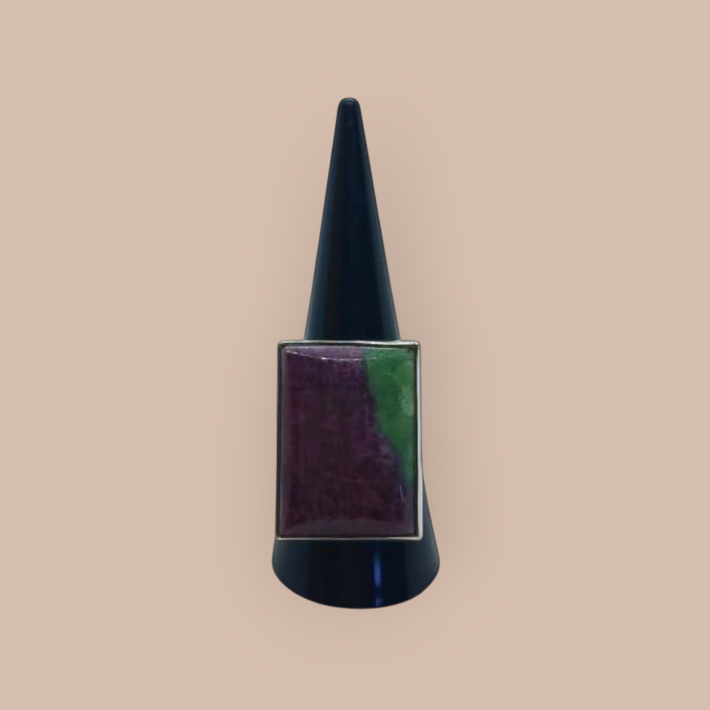STERLING SILVER RUBY IN ZEOSITE RING