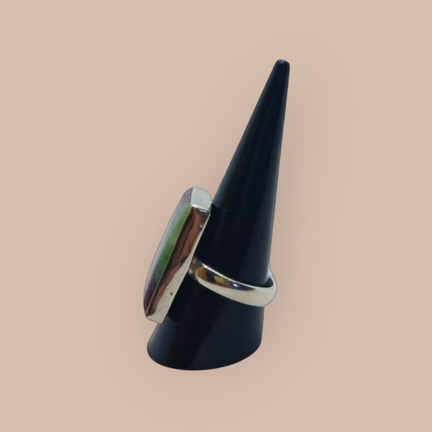 STERLING SILVER RUBY IN ZEOSITE RING