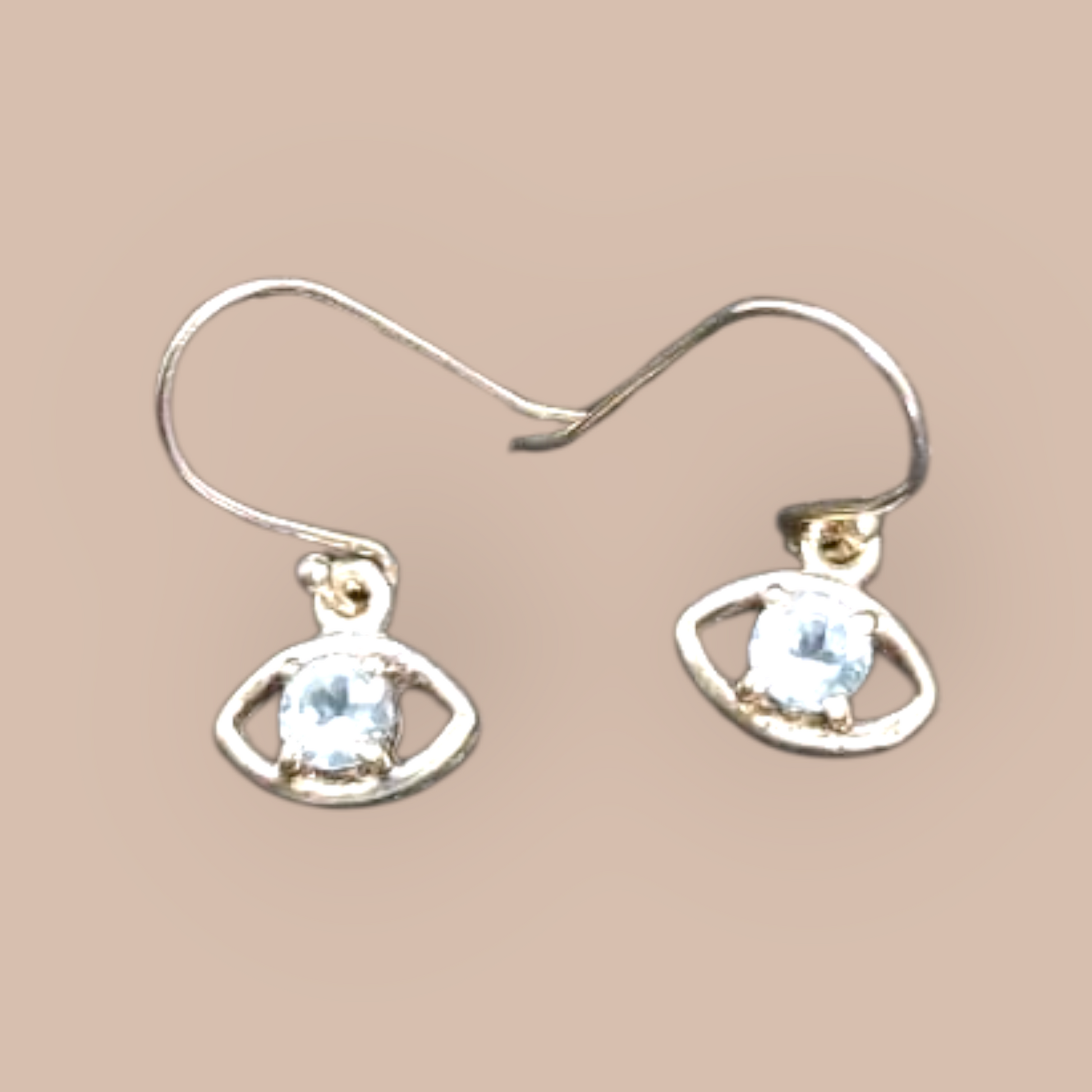 STERLING SILVER AQUAMARINE EVIL EYE EARRINGS