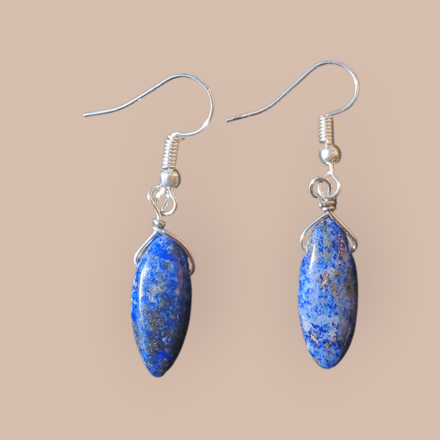 LAPIS LAZULI EARRINGS SILVER PLATED NON ALLERGIC