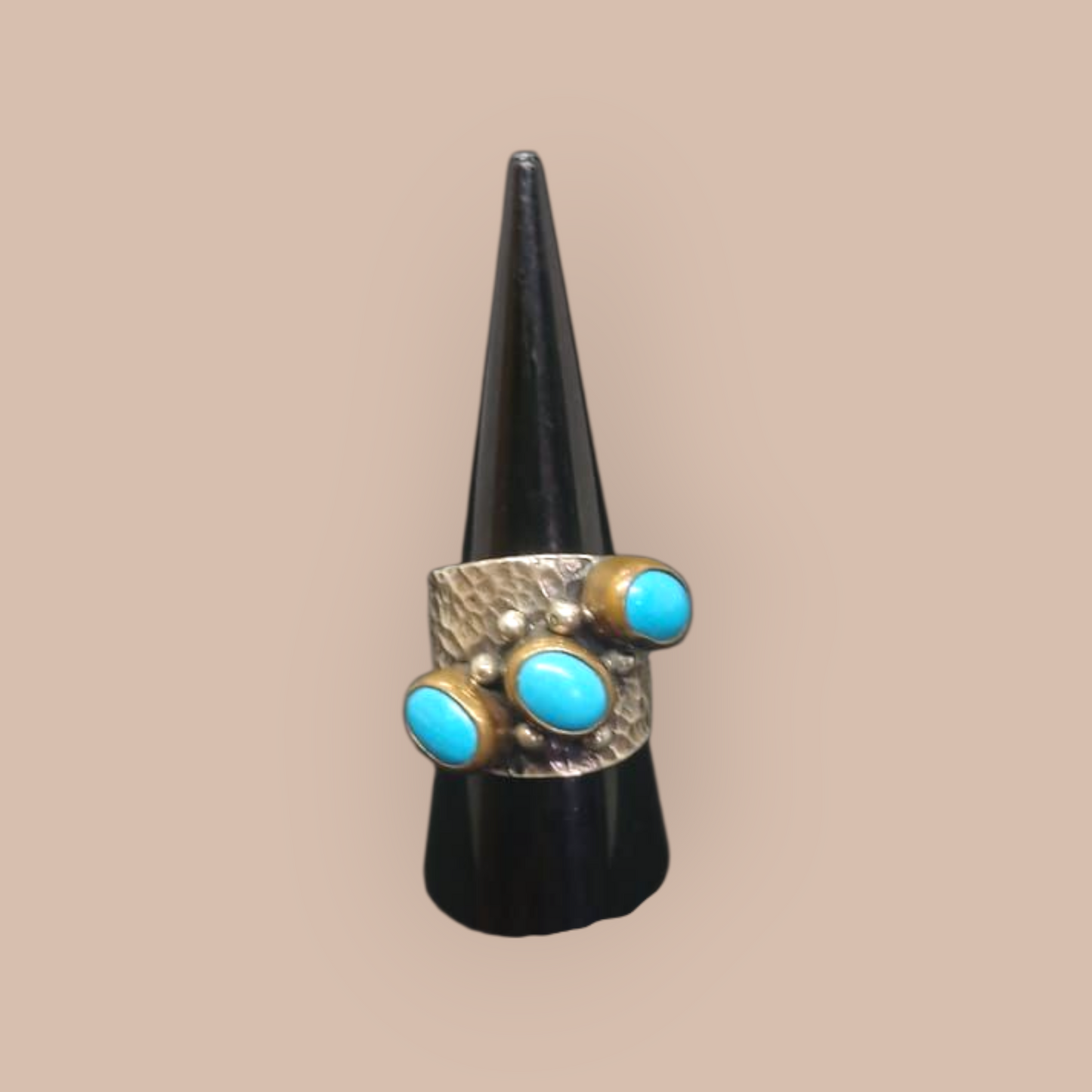 STERLING SILVER IMITATION TURQOUISE RING