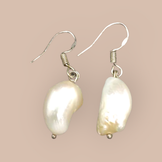 BAROQUE STYLE PEARL STERLING SILVER EARRINGS