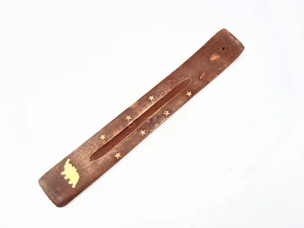 FLAT WOODEN ELEPHANT INCENSE HOLDER (26CM)
