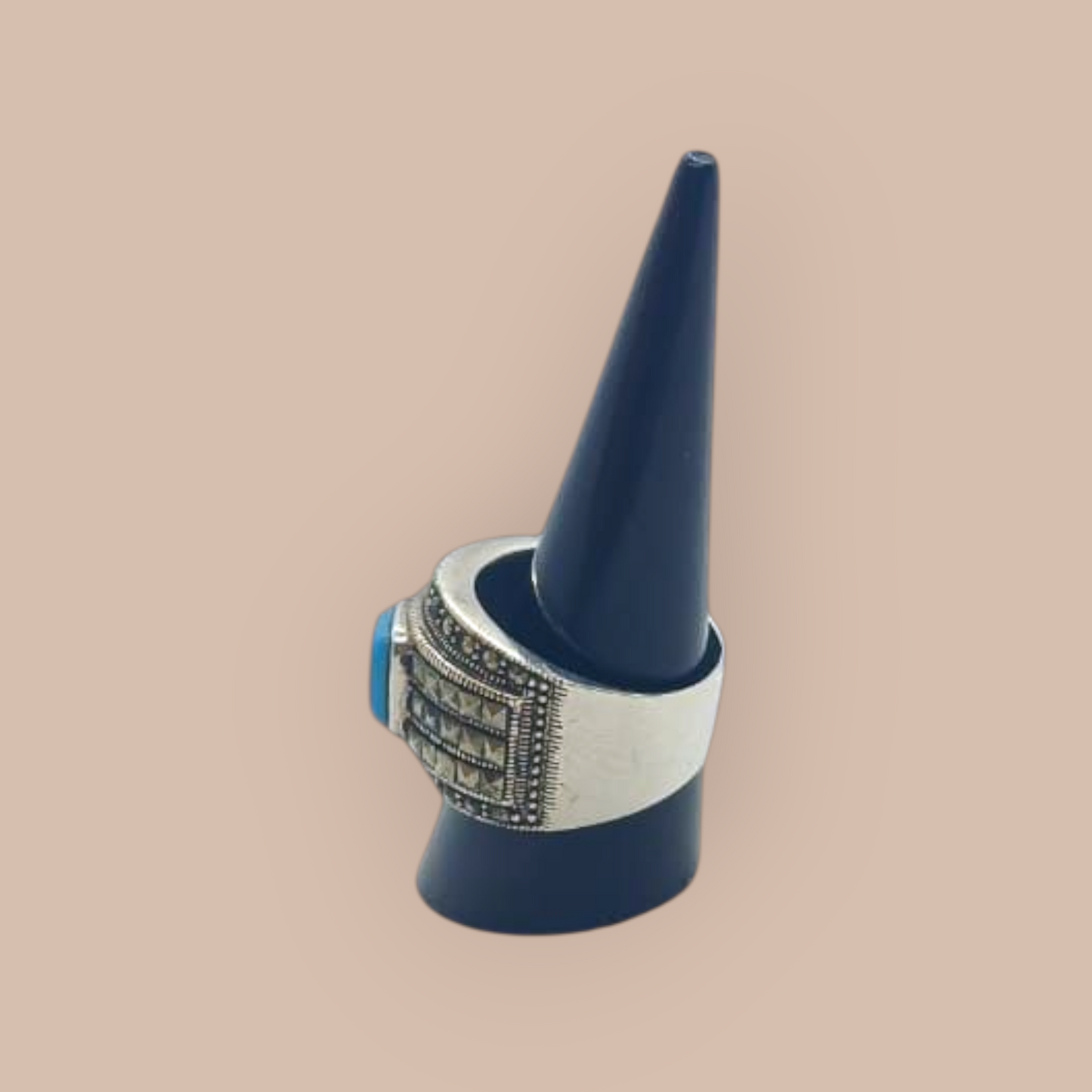 STERLING SILVER IMITATION TURQUOISE RING