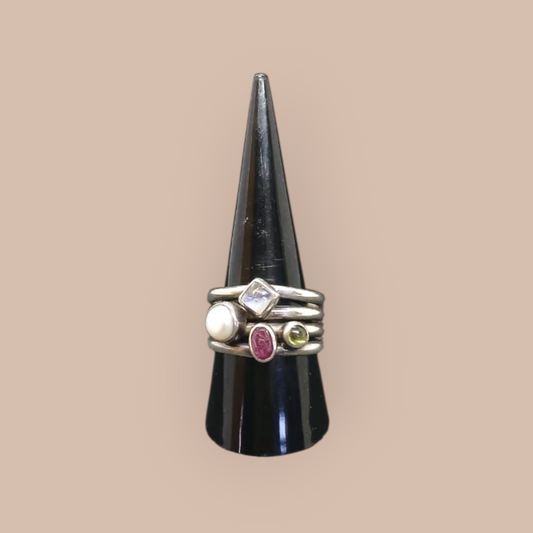 MULTI GEM RING 92.5 STERLING SILVER