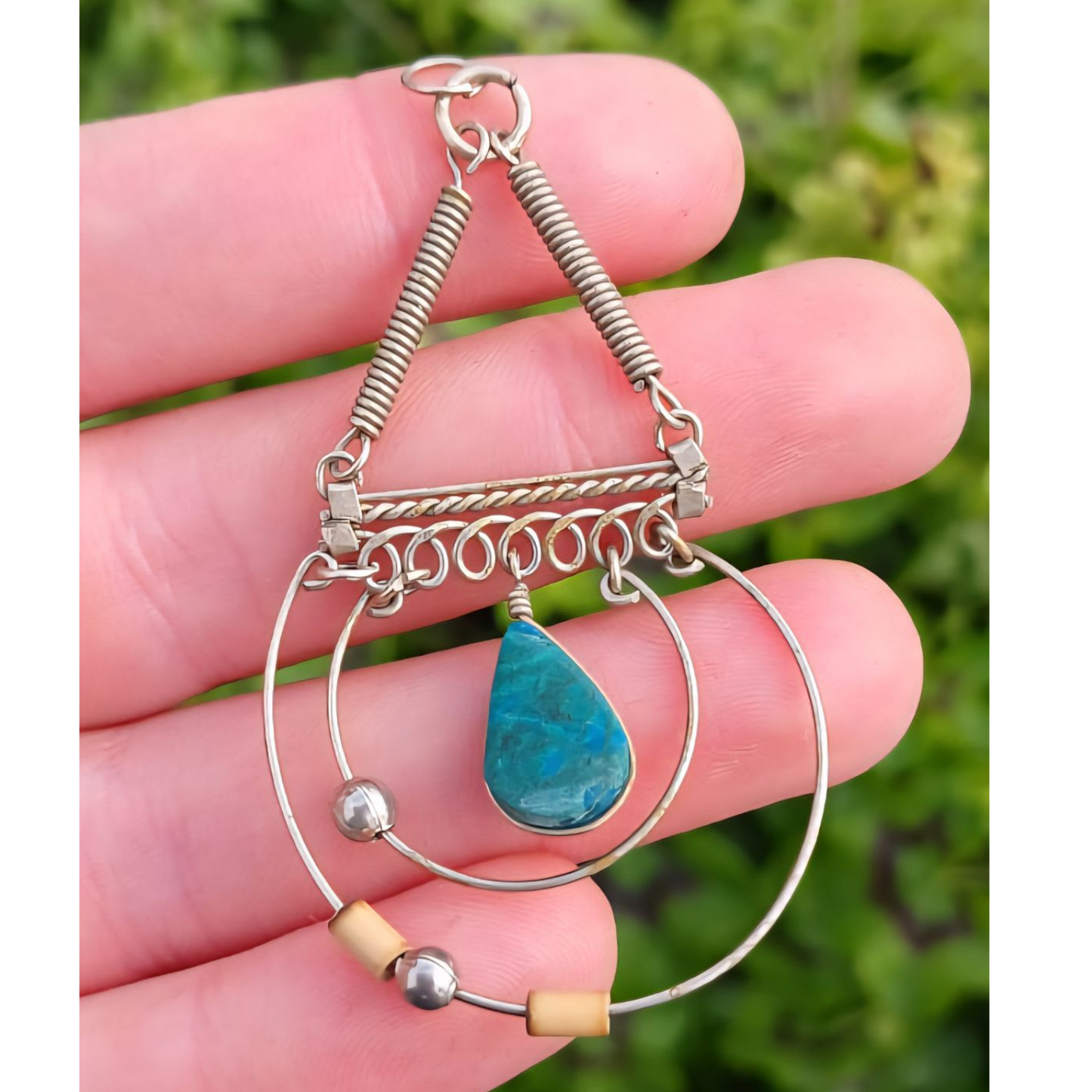 STERLING SILVER CHRYSOCOLLA PENDANT