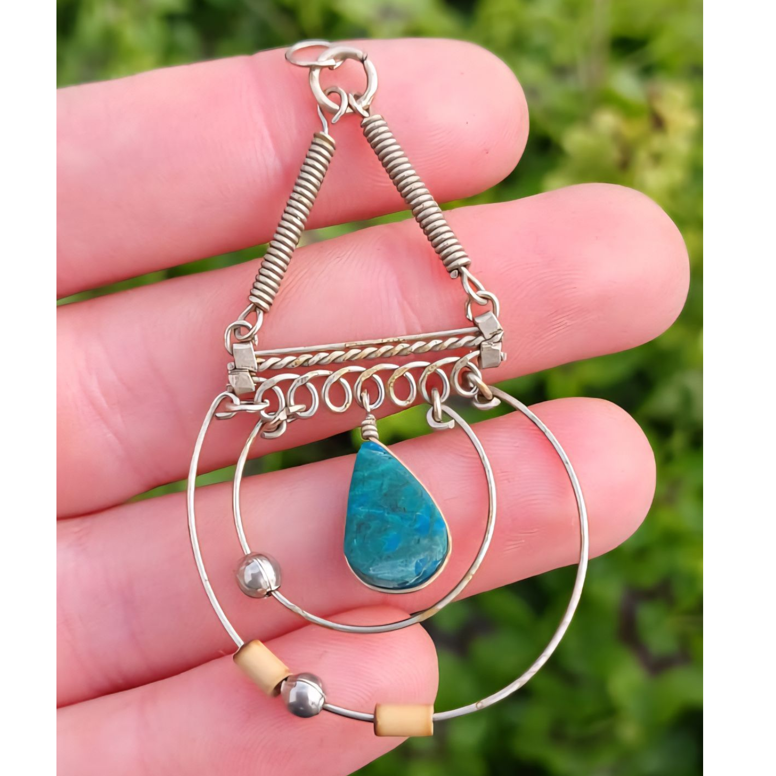 STERLING SILVER CHRYSOCOLLA PENDANT