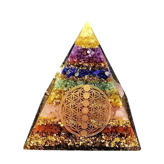 CHAKRA FLOWER OF LIFE PYRAMID ORGONITE