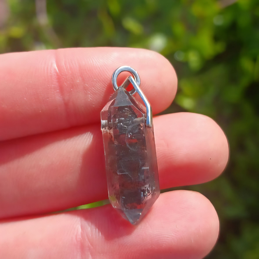 MORION HIMALAYAN QUARTZ PENDANT 92.5 STERLING SILVER - RARE FIND