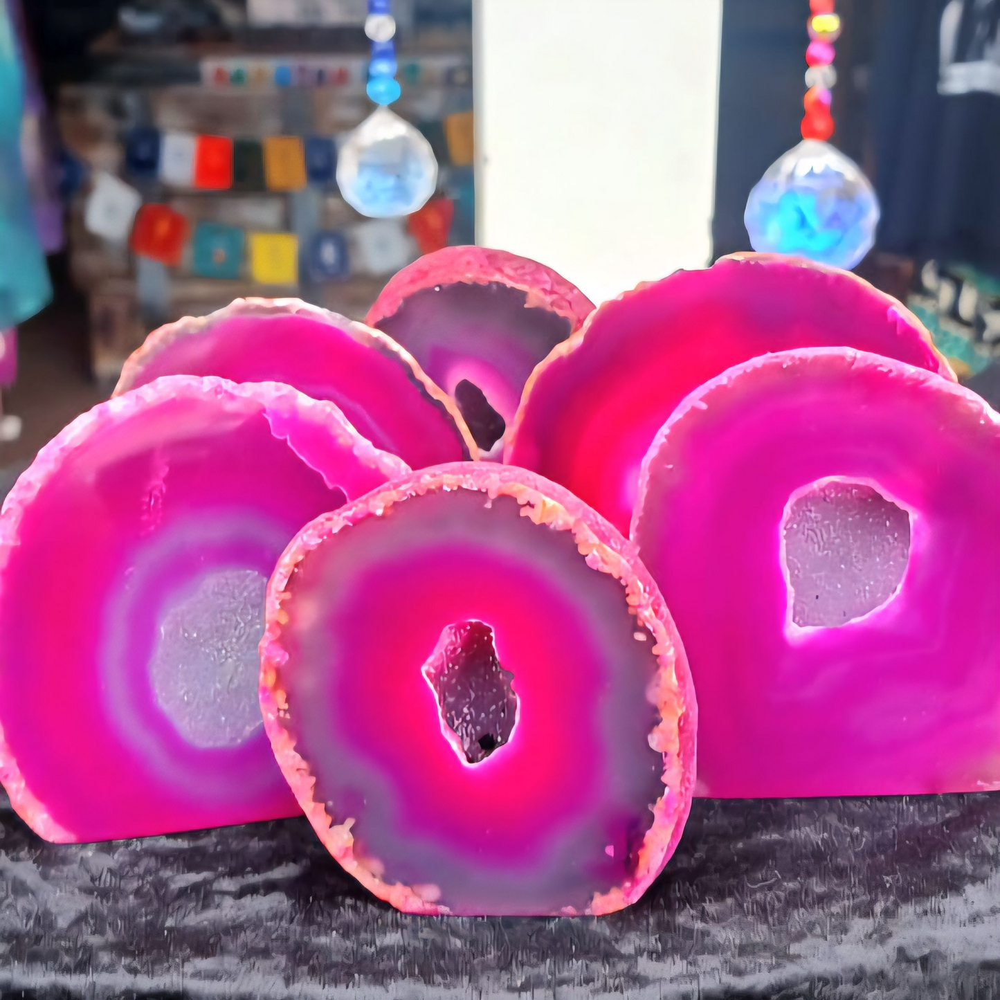 PINK AGATE GEODE WITH BASE