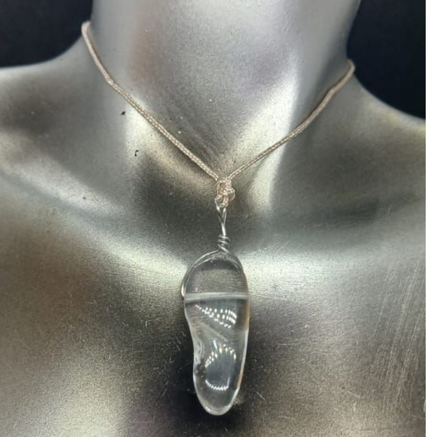 CLEAR QUARTZ WIRE WRAP PENDANT NECKLACE