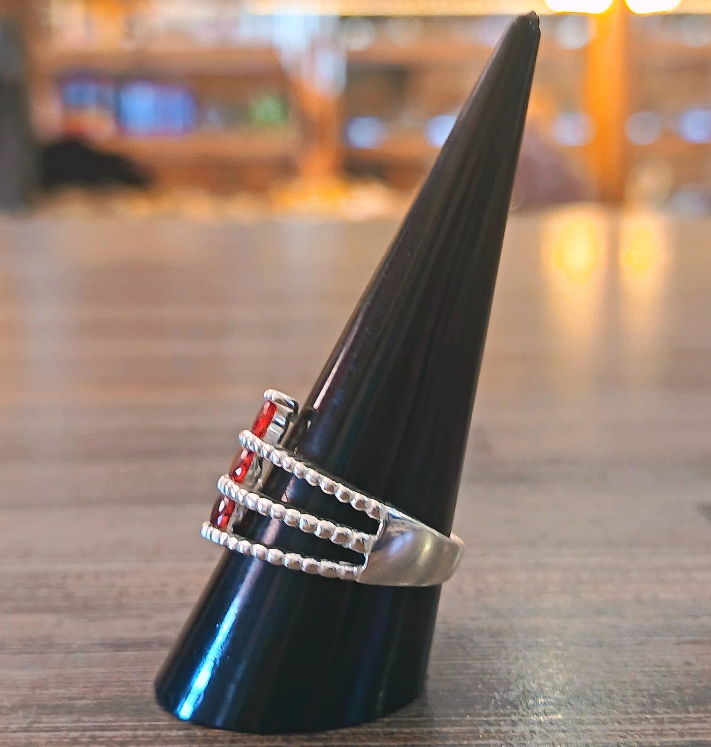 Sterling Silver Garnet Ring Size 9