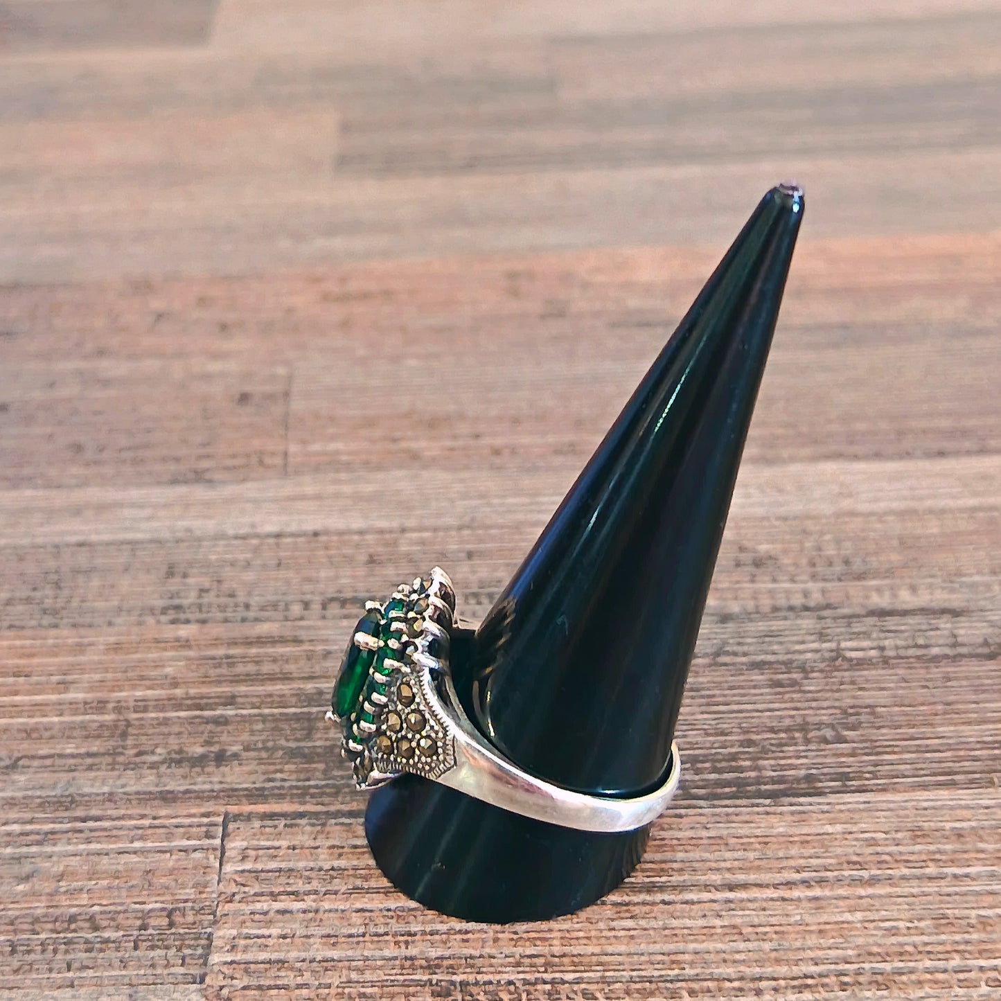 Sterling Silver simulated Aquamarine Cubic Zirconia Ring Size 7