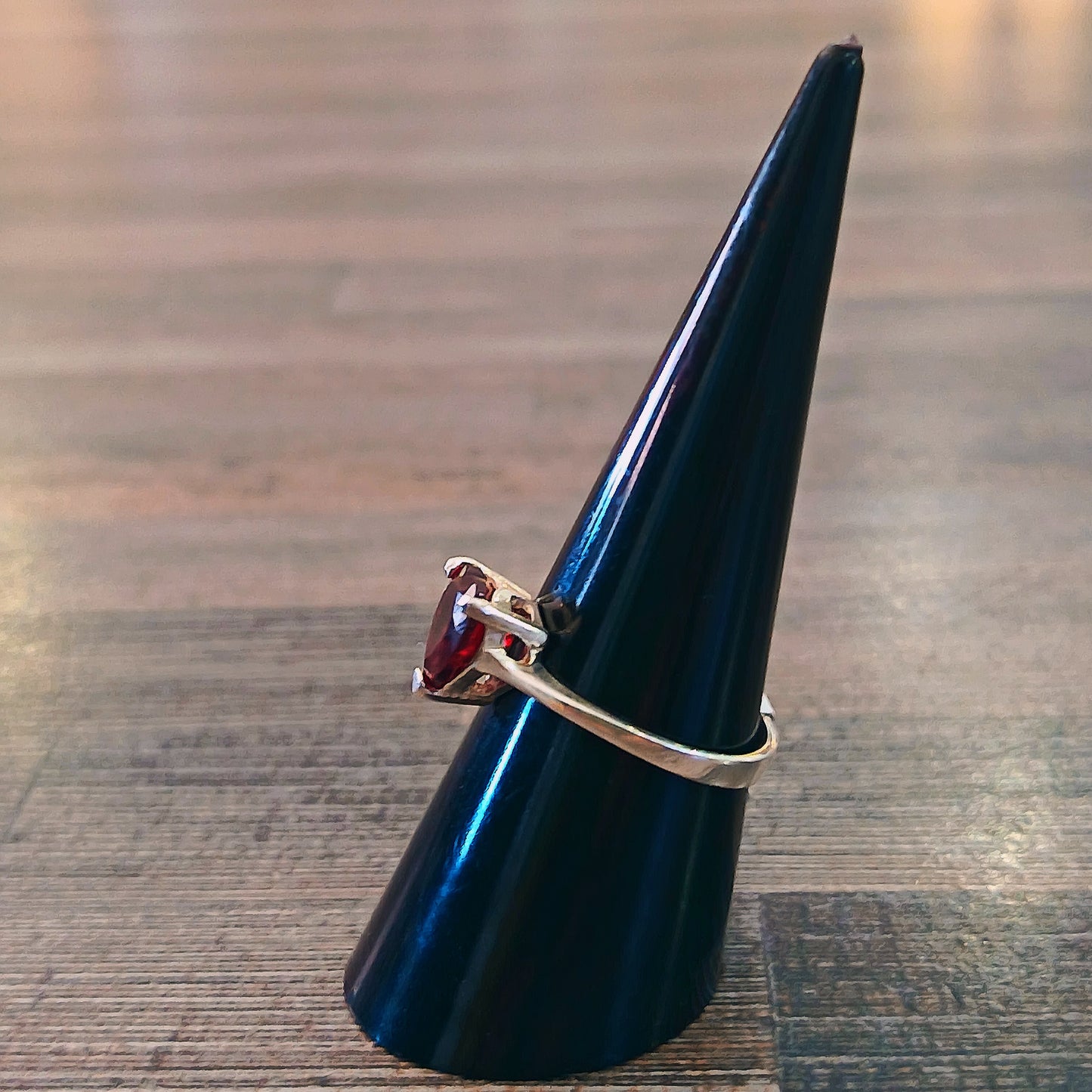 Sterling Silver Garnet Ring Size 7