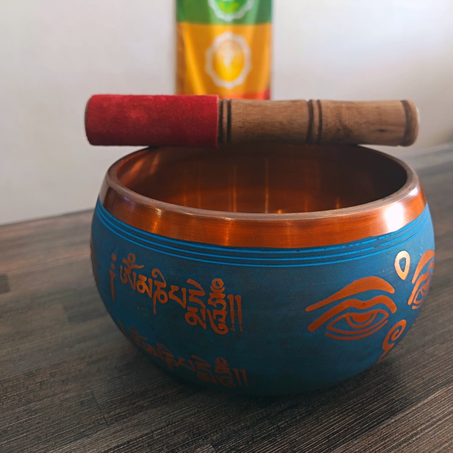 Singing Bowl Blue & Brass 14cm