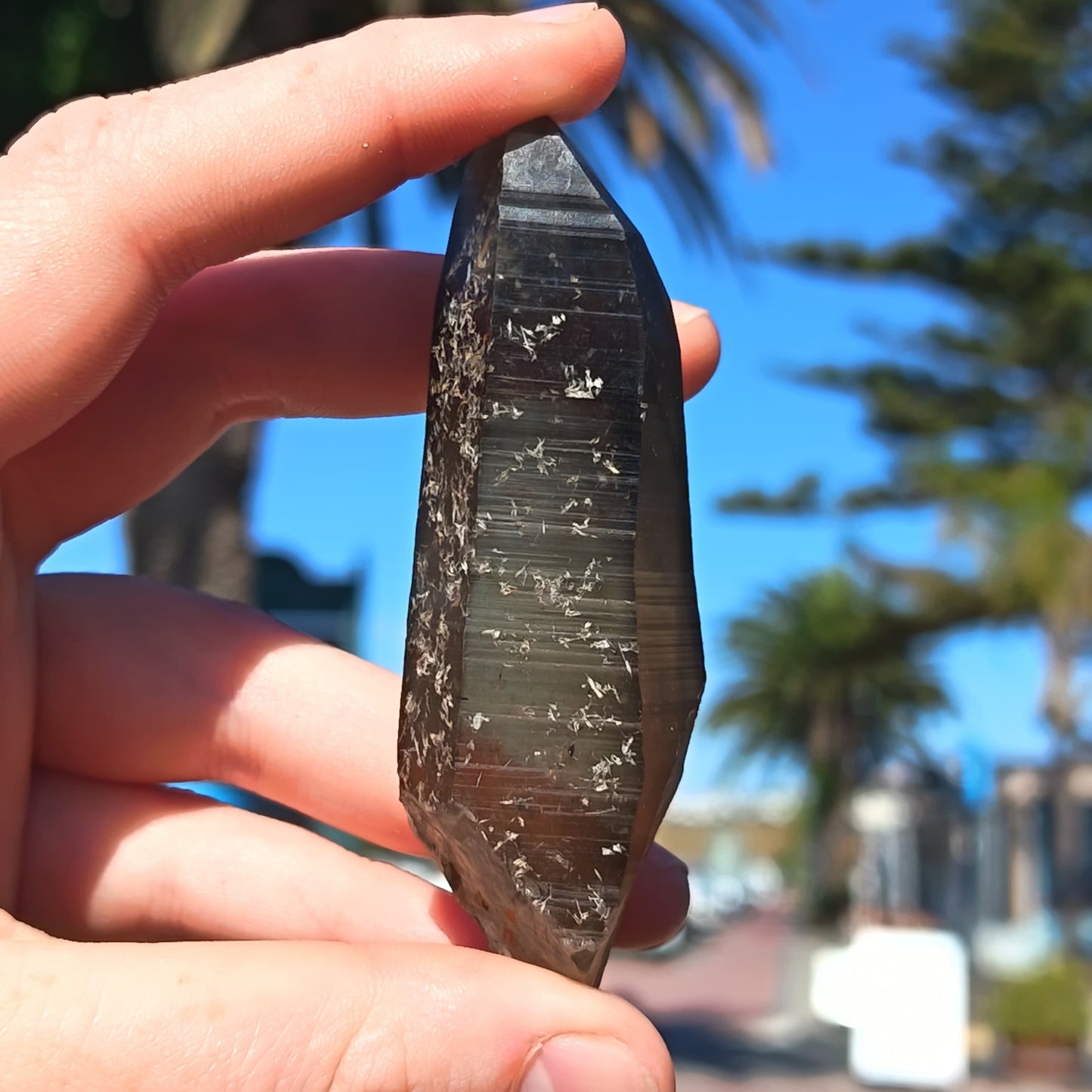 Smokey Quartz with DNA (barcode) ridges From Erongo Namibia - 64g