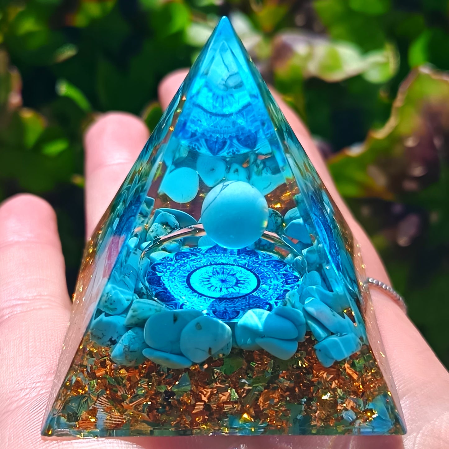 Imitation Turquoise Orgonite Pyramid