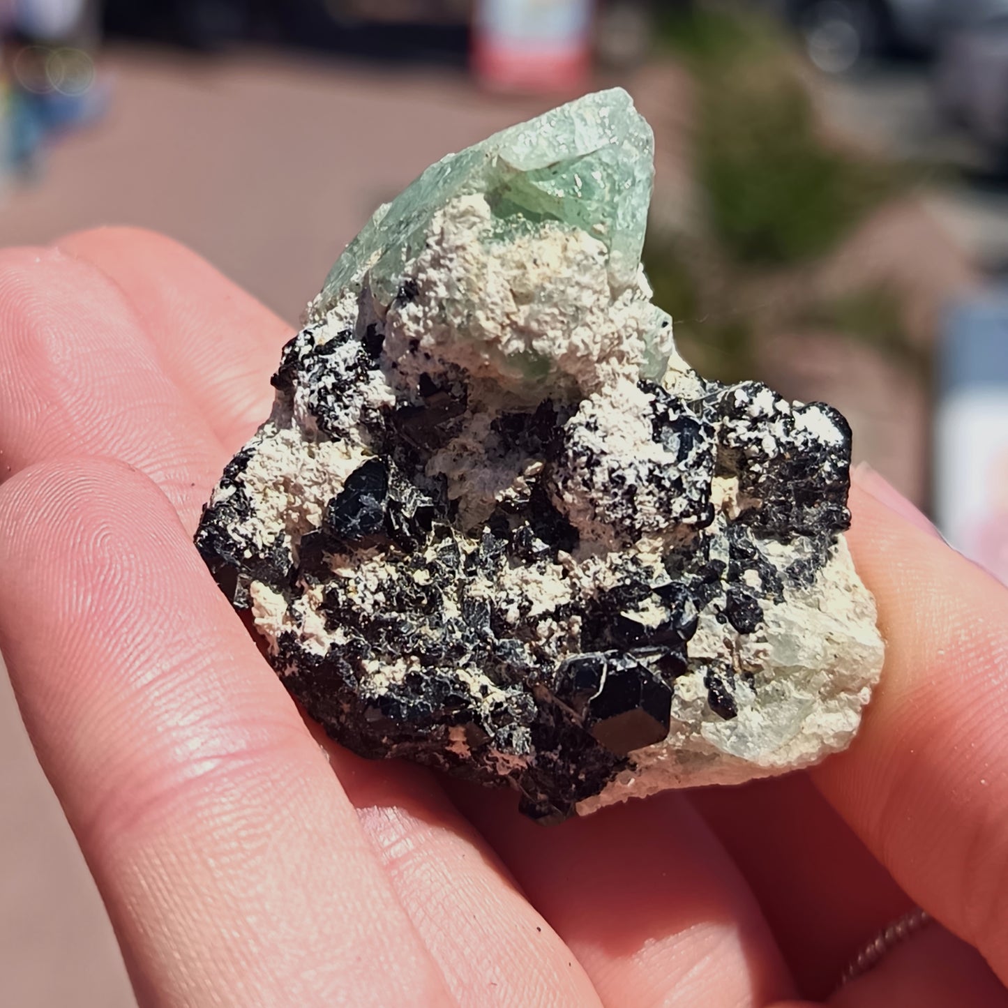 Aquamarine, With Schorl and Feldspar Cluster -58g
