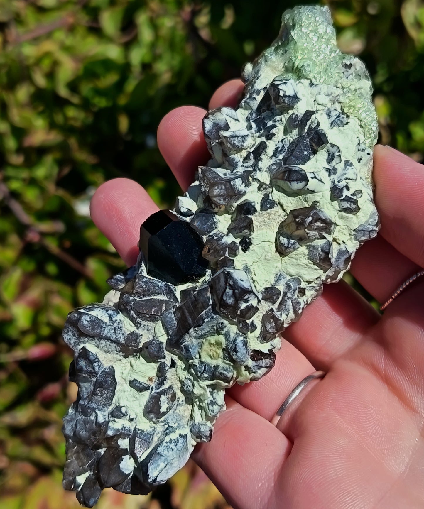 Tourmaline with Fluorescent Hyalite Opal Erongo - 114g