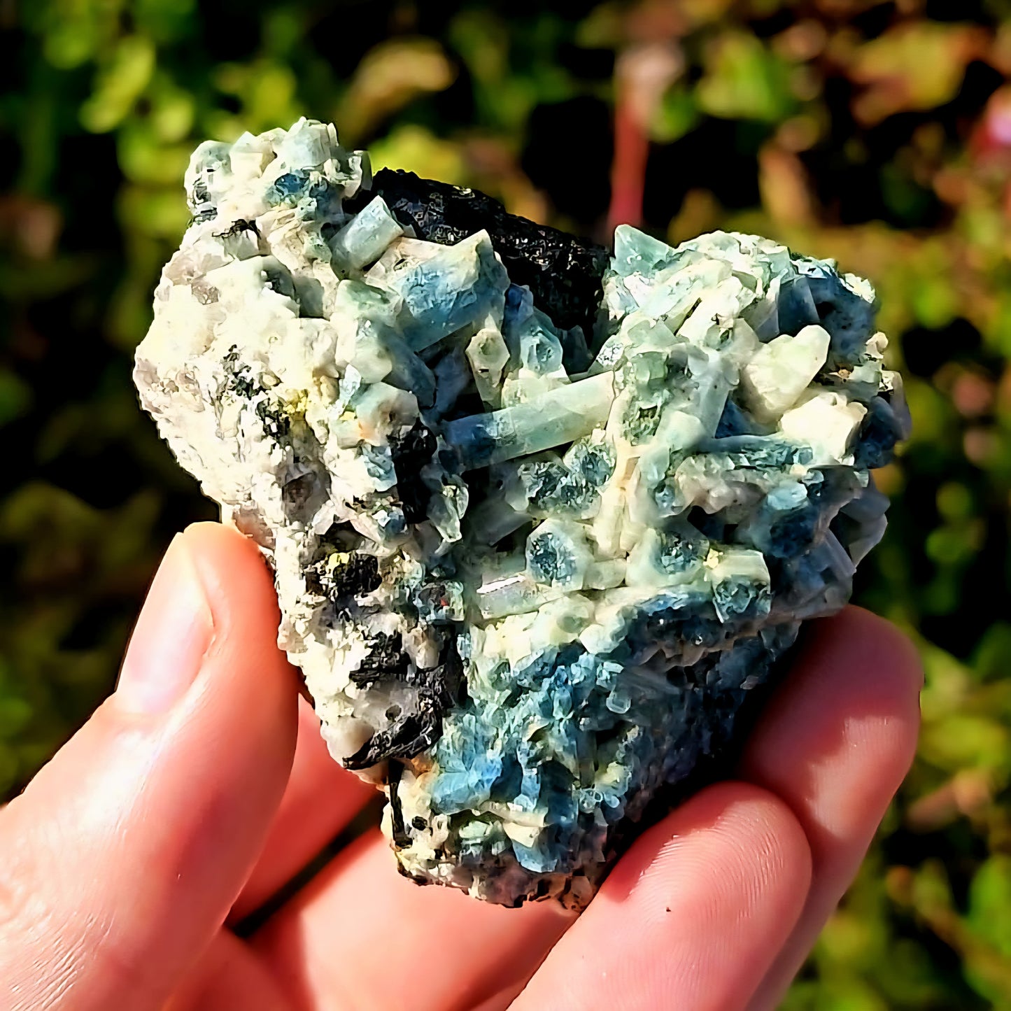 Aquamarine With Black And Blue Tourmaline and Feldspar - 115g