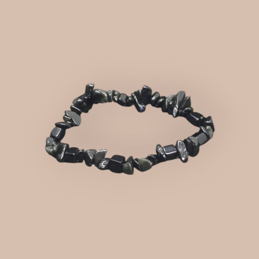 BLACK OBSIDIAN CHIP BRACELET