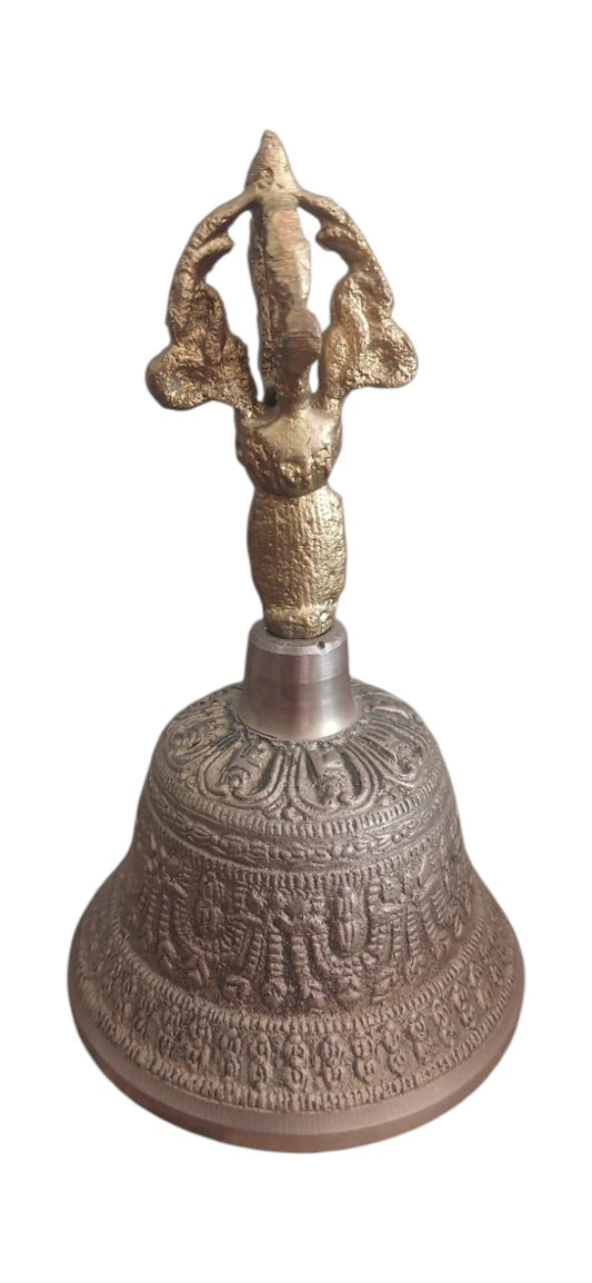 Tibetan Brass Bell with Dorje Handle