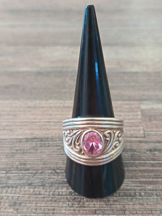 Sterling Silver Pink Zirconia Ring