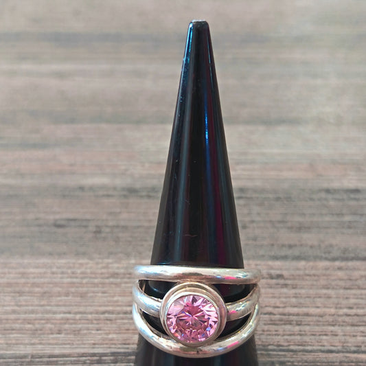 Sterling Silver Pink Zirconia Ring