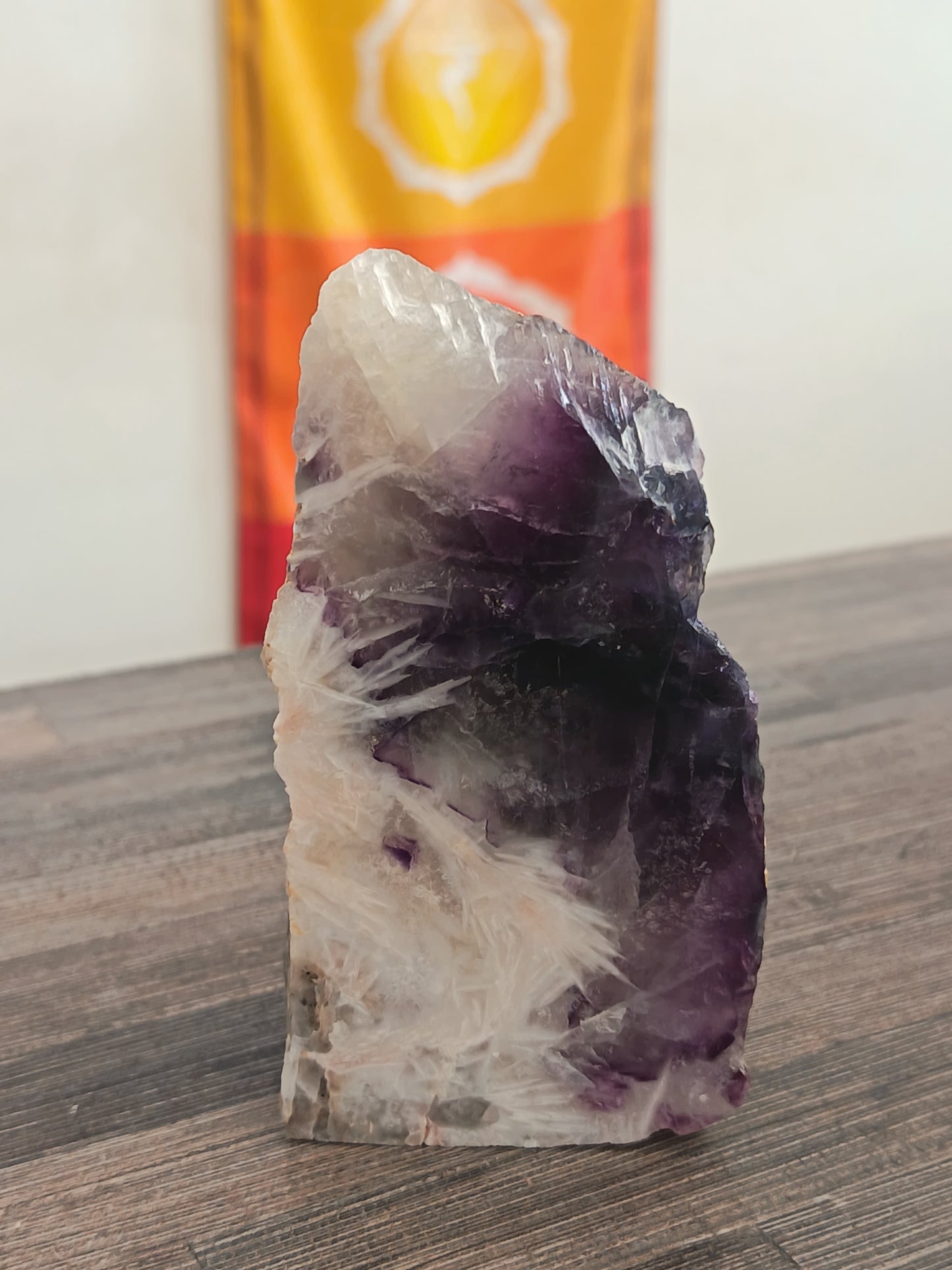 Purple Fluorite Half Raw Half Polished Tower